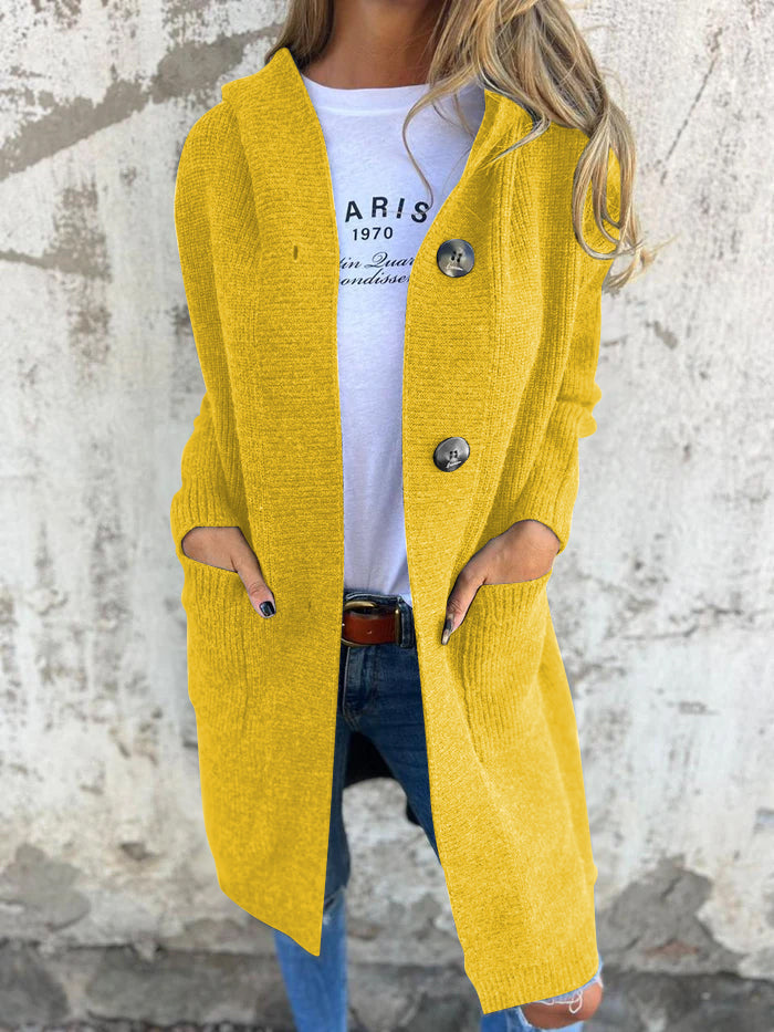 DONNA Gebreid Lang Vest Met Capuchon
