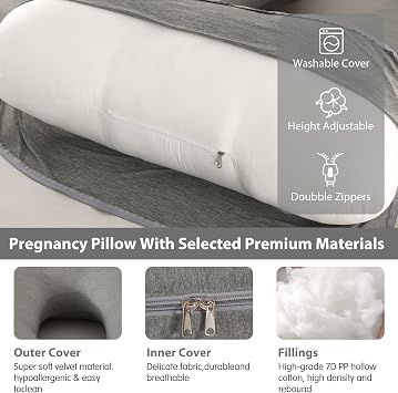 U-Shaped Pregnancy Pillow with Velvet Cover