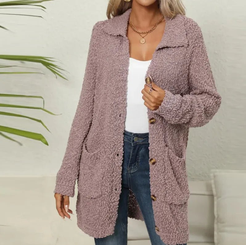 Annele Dekker Cardigan | Lang vest zachte teddybeer met zakken voor dames - odelly.nl