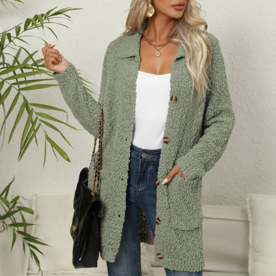 Annele Dekker Cardigan | Lang vest zachte teddybeer met zakken voor dames - odelly.nl