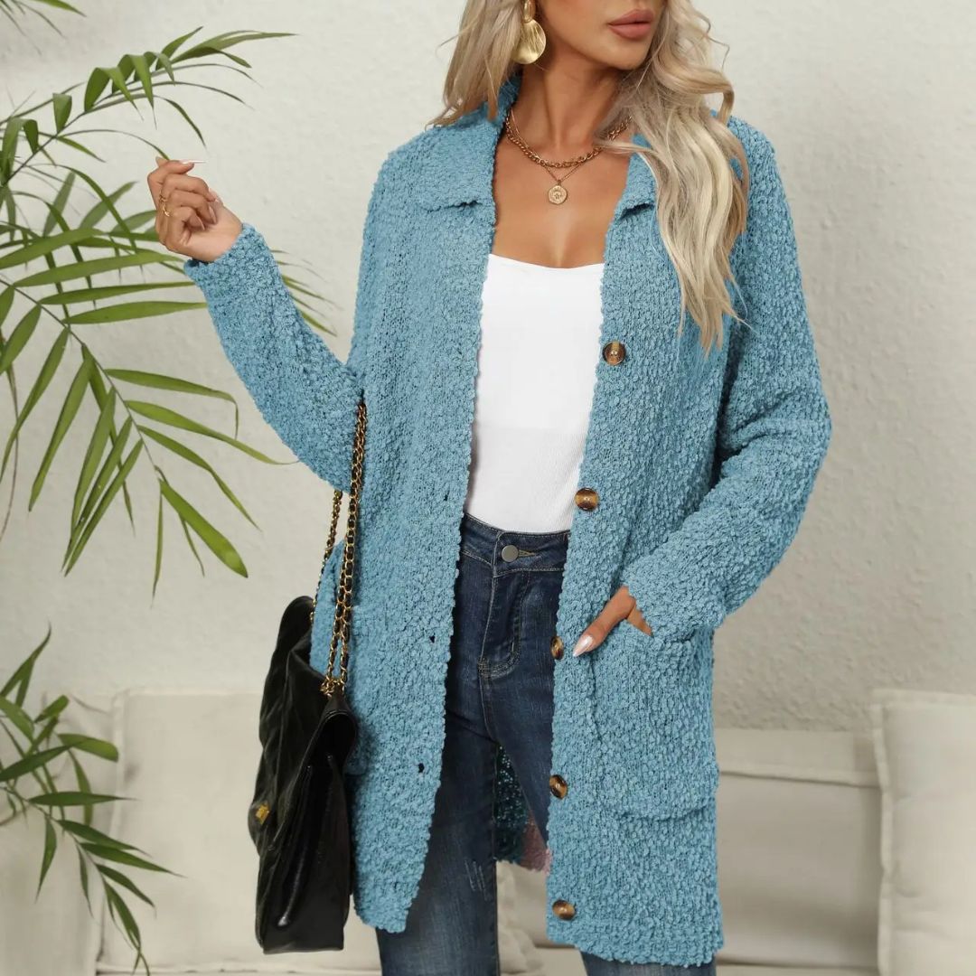 Annele Dekker Cardigan | Lang vest zachte teddybeer met zakken voor dames - odelly.nl