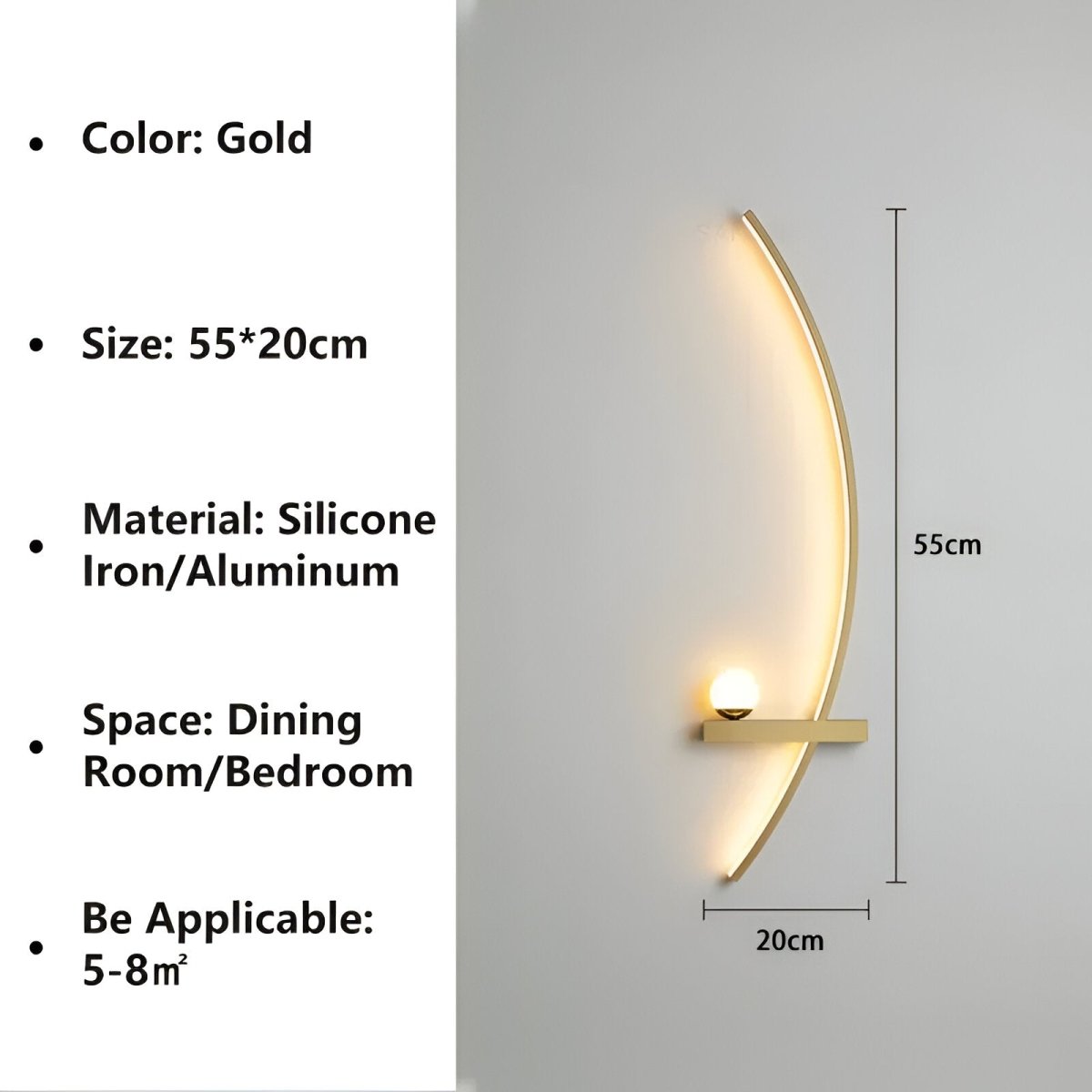 ArcBright Wandlamp | Moderne Gebogen Arc Line LED Wandlamp - odelly.nl