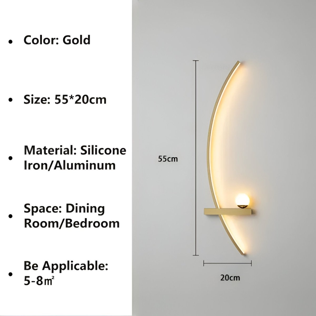 ArcBright Wandlamp | Moderne Gebogen Arc Line LED Wandlamp - odelly.nl