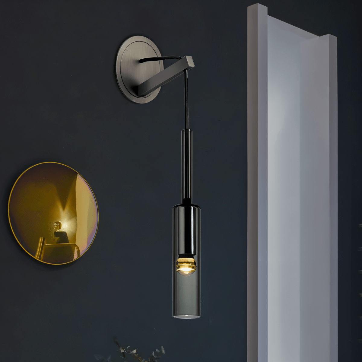 CrystalGrey Wandlamp | Minimalistische Rookglas Tube Moderne Wandlamp - odelly.nl
