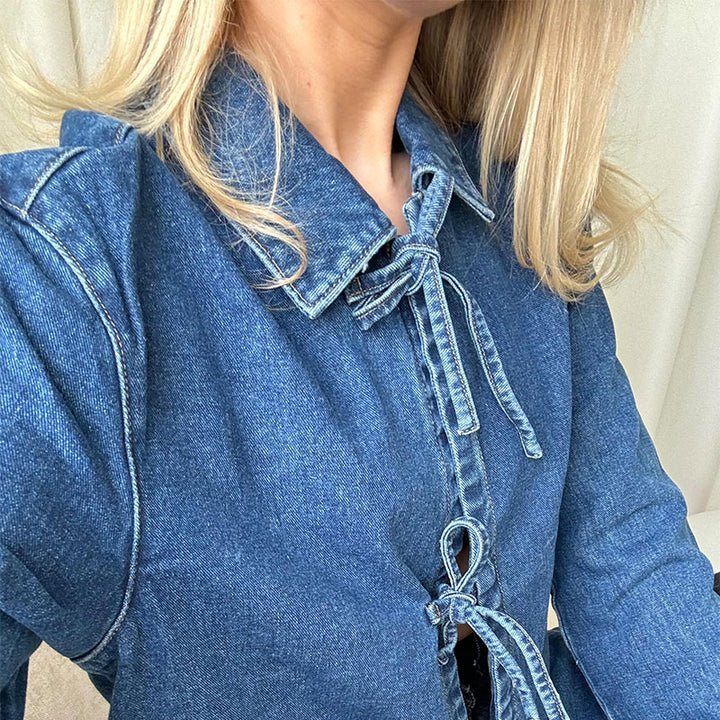 Denim Top Met Strikjes | Casual Cute - odelly.nl