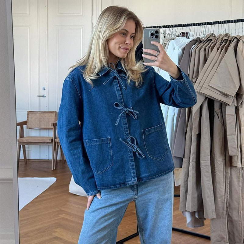 Denim Top Met Strikjes | Casual Cute - odelly.nl