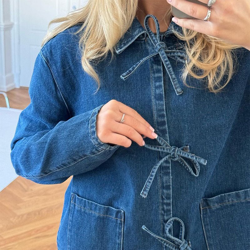 Denim Top Met Strikjes | Casual Cute - odelly.nl