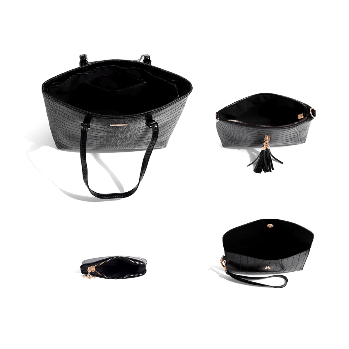 Elegante zwarte damestassenset - odelly.nl