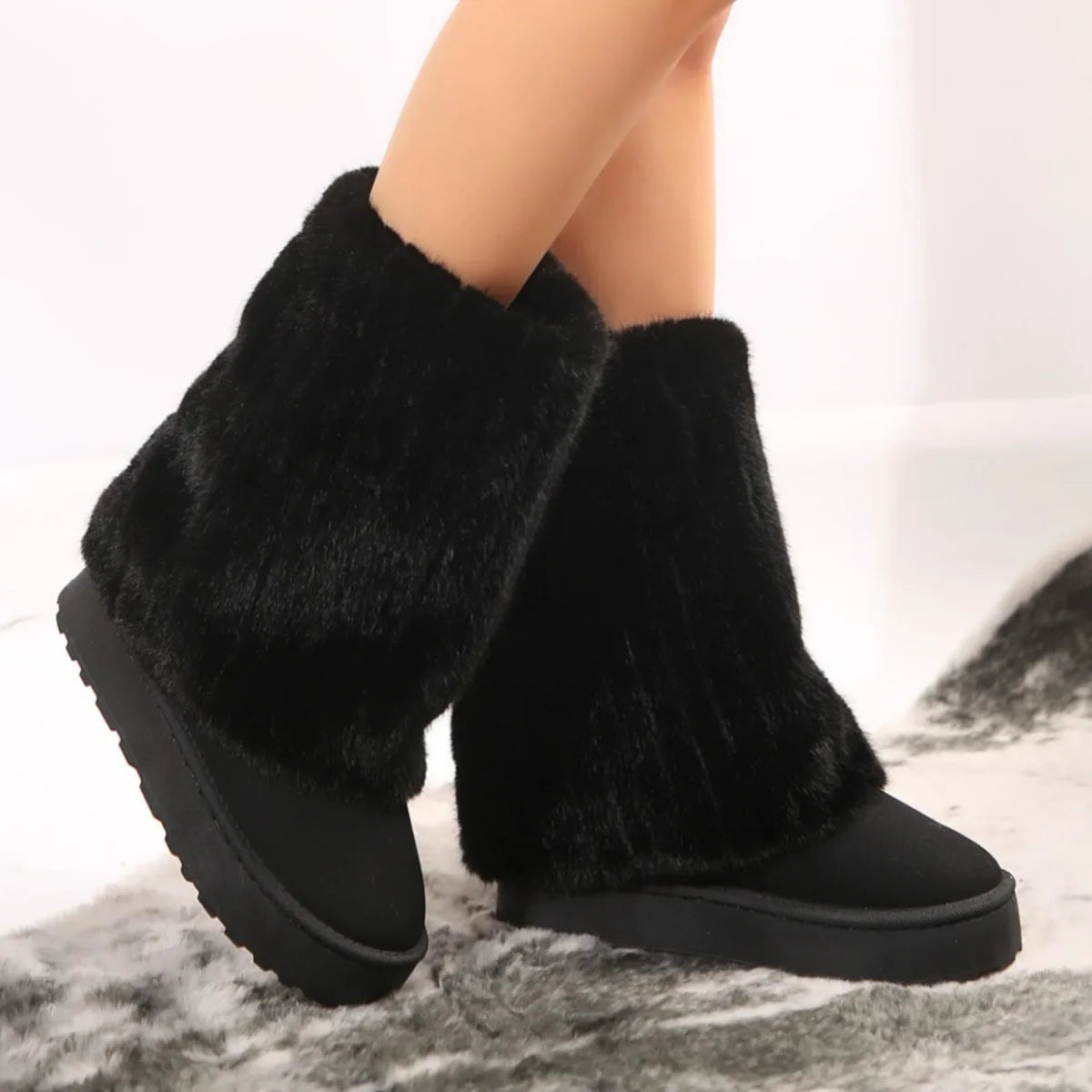 Elsa Snowboots | Warme pluche antislip dames mid - calf laarzen - odelly.nl