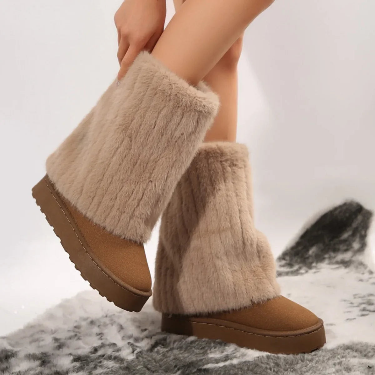 Elsa Snowboots | Warme pluche antislip dames mid - calf laarzen - odelly.nl