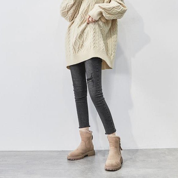Emma Winterboots | Gezellige Enkellaarsjes met faux bont en rits voor dames - odelly.nl