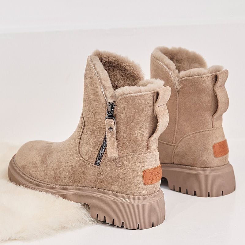 Emma Winterboots | Gezellige Enkellaarsjes met faux bont en rits voor dames - odelly.nl
