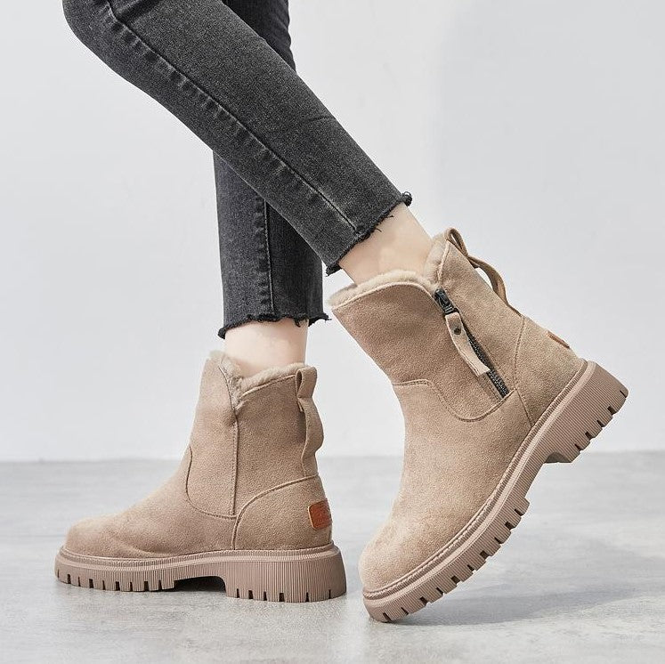 Emma Winterboots | Gezellige Enkellaarsjes met faux bont en rits voor dames - odelly.nl
