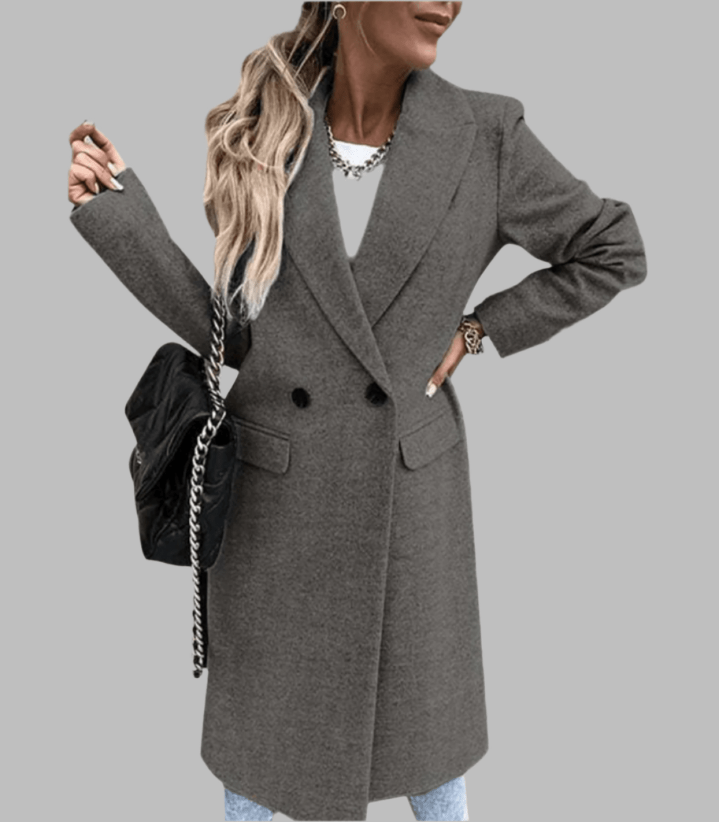 Emma Wollen Mantel | Elegante lange jas met knopen en zakken voor dames - odelly.nl