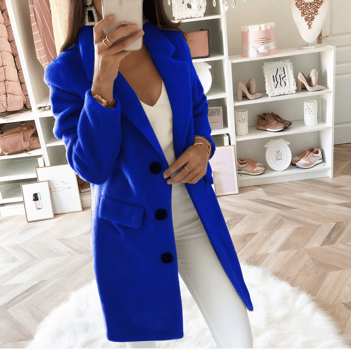Eva Jas | Elegante damesjas met dubbele rij knopen - odelly.nl
