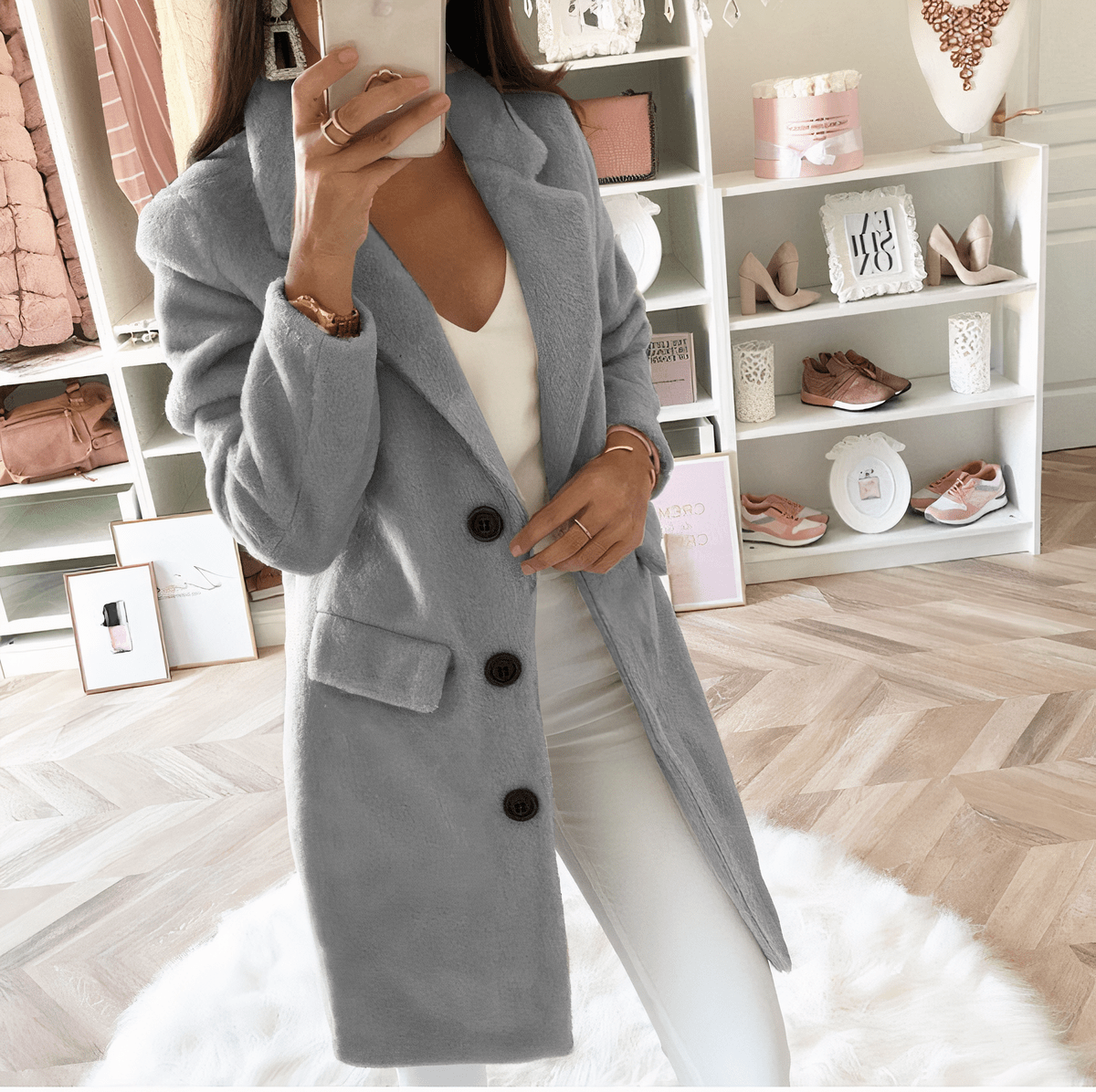 Eva Jas | Elegante damesjas met dubbele rij knopen - odelly.nl