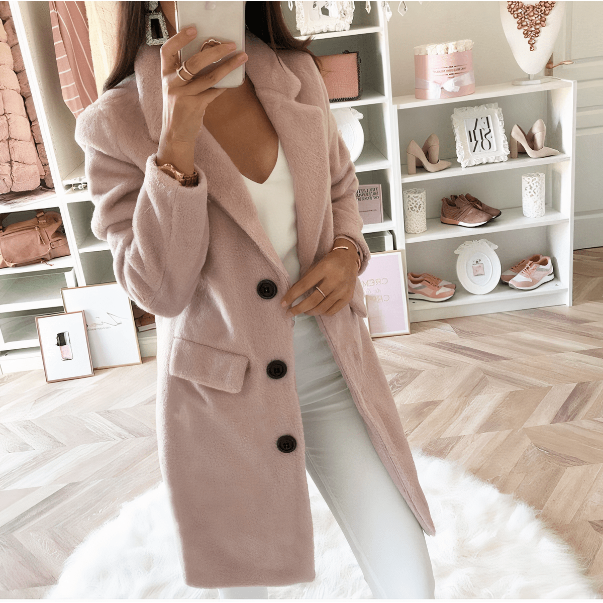 Eva Jas | Elegante damesjas met dubbele rij knopen - odelly.nl