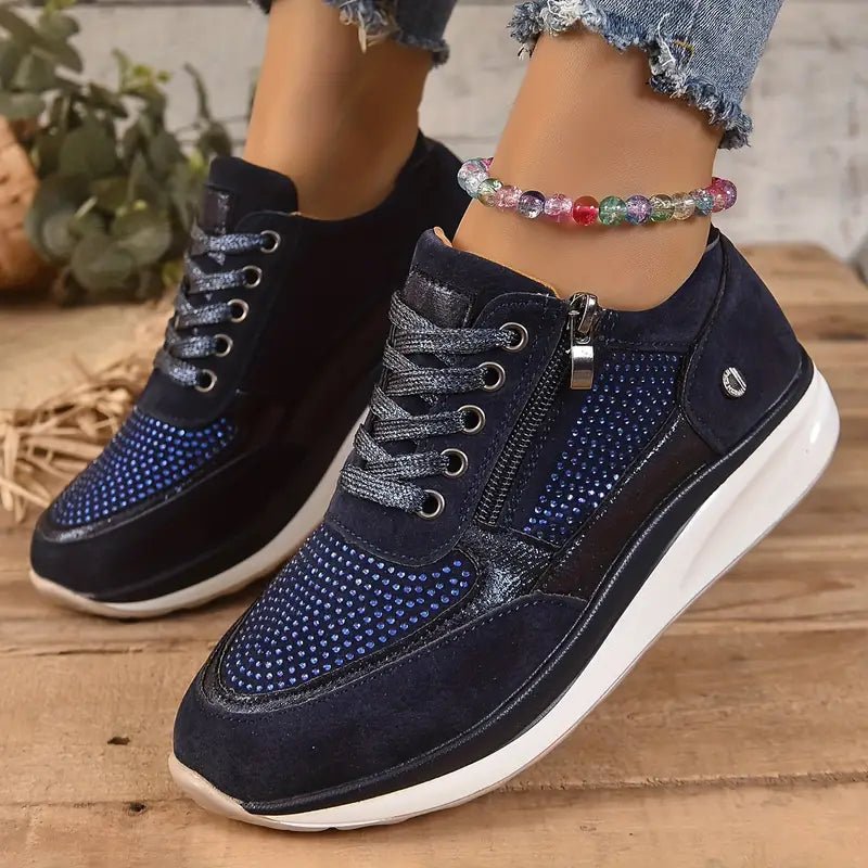 Eva Sneakers | Platformsneakers met strass en zijrits voor een trendy look - odelly.nl
