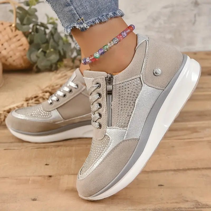 Eva Sneakers | Platformsneakers met strass en zijrits voor een trendy look - odelly.nl