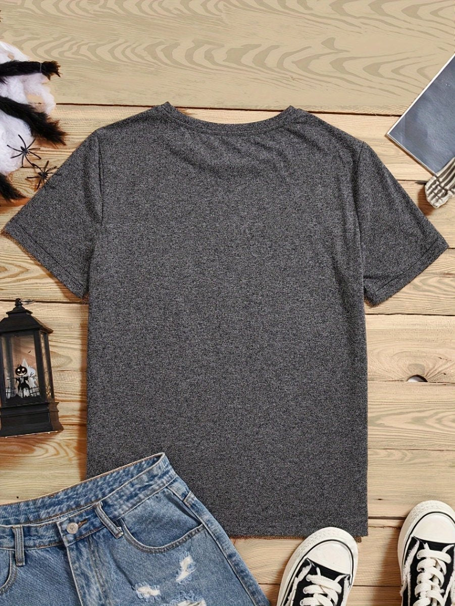 Femke - T-shirt met Letterprint en Ronde Hals, Casual Korte Mouwen - odelly.nl
