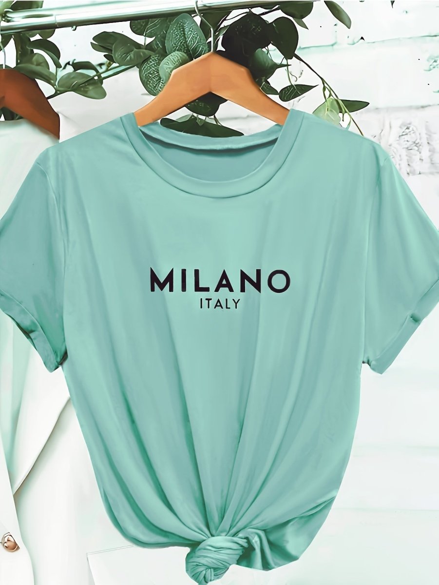 Femke - T-shirt met Letterprint en Ronde Hals, Casual Korte Mouwen - odelly.nl