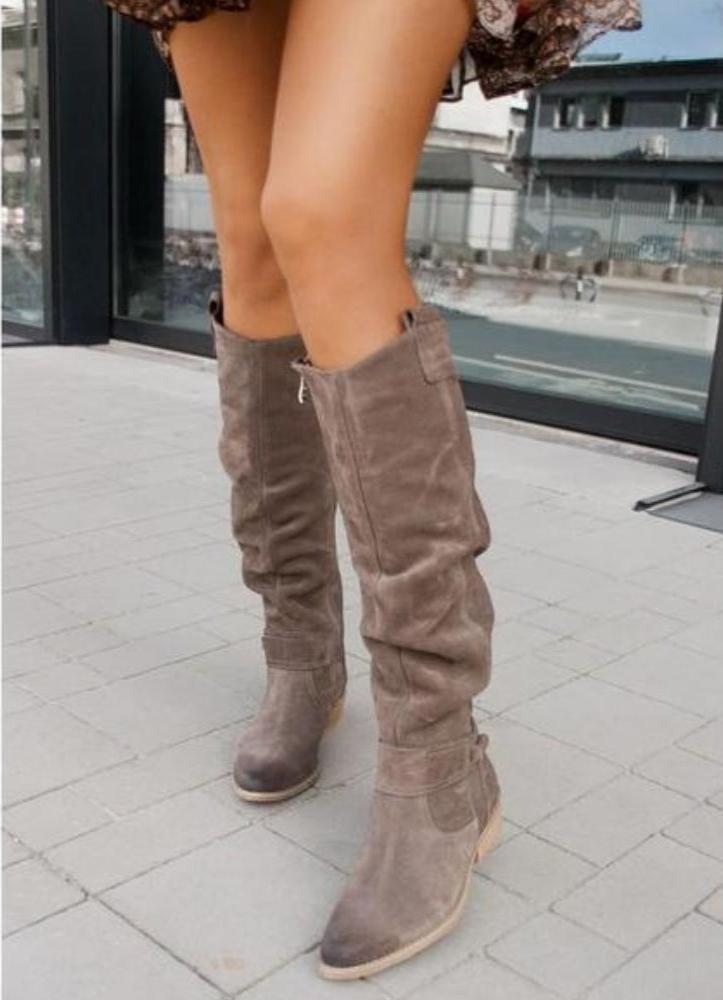 Isabelle Boots | Trendy overknee boots met lage hak en zijrits - odelly.nl