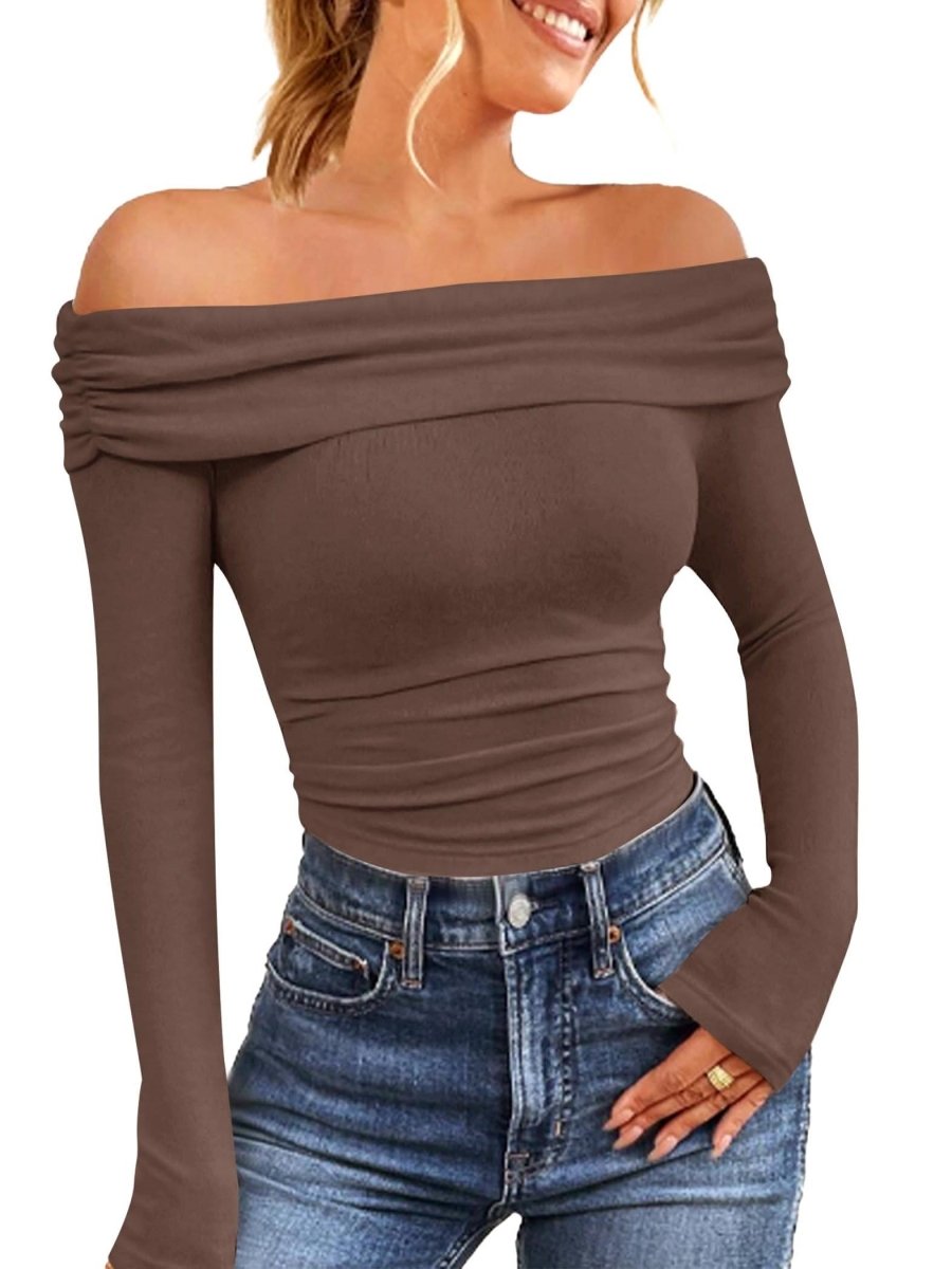 Lianne - Off - Shoulder Lange Mouw Blouse - odelly.nl