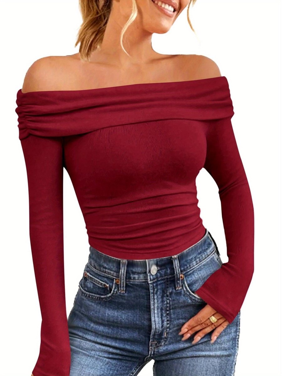 Lianne - Off - Shoulder Lange Mouw Blouse - odelly.nl