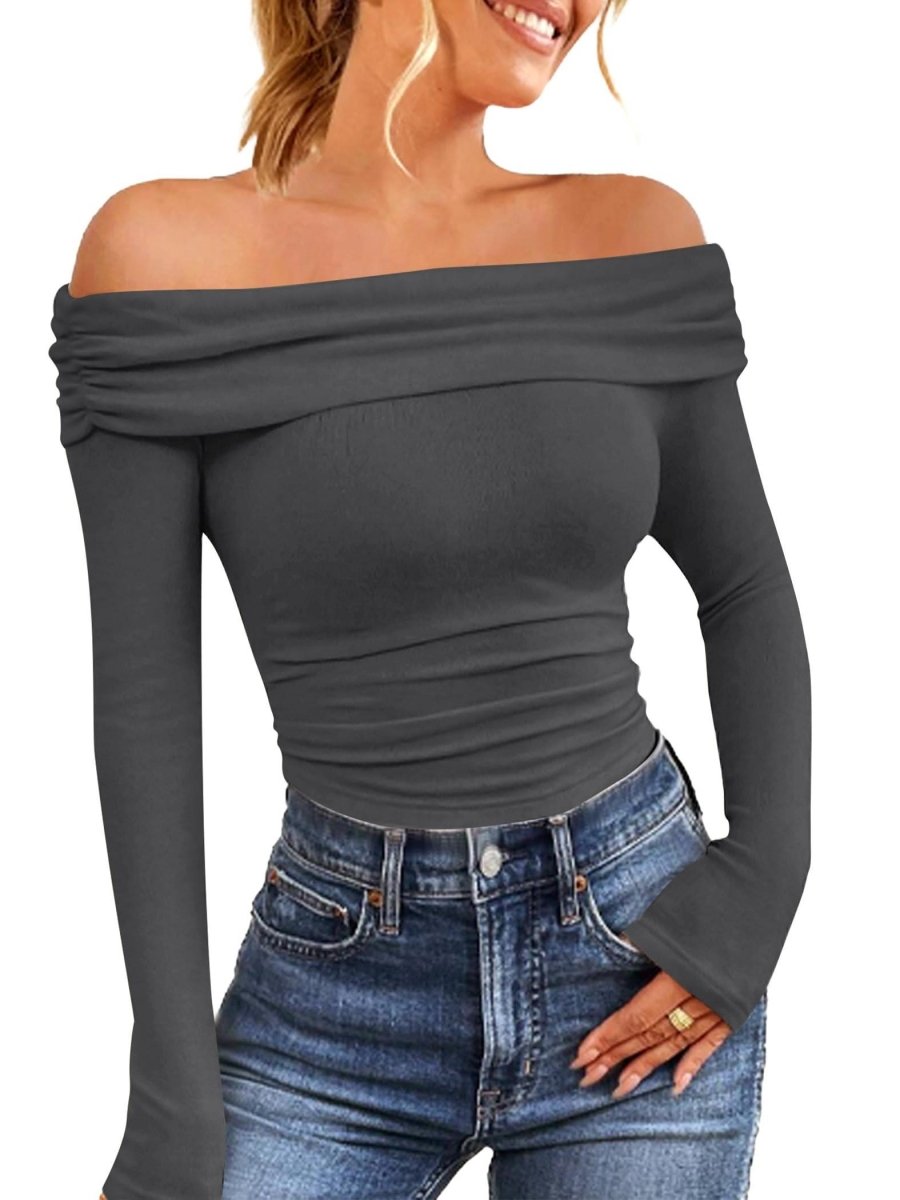 Lianne - Off - Shoulder Lange Mouw Blouse - odelly.nl