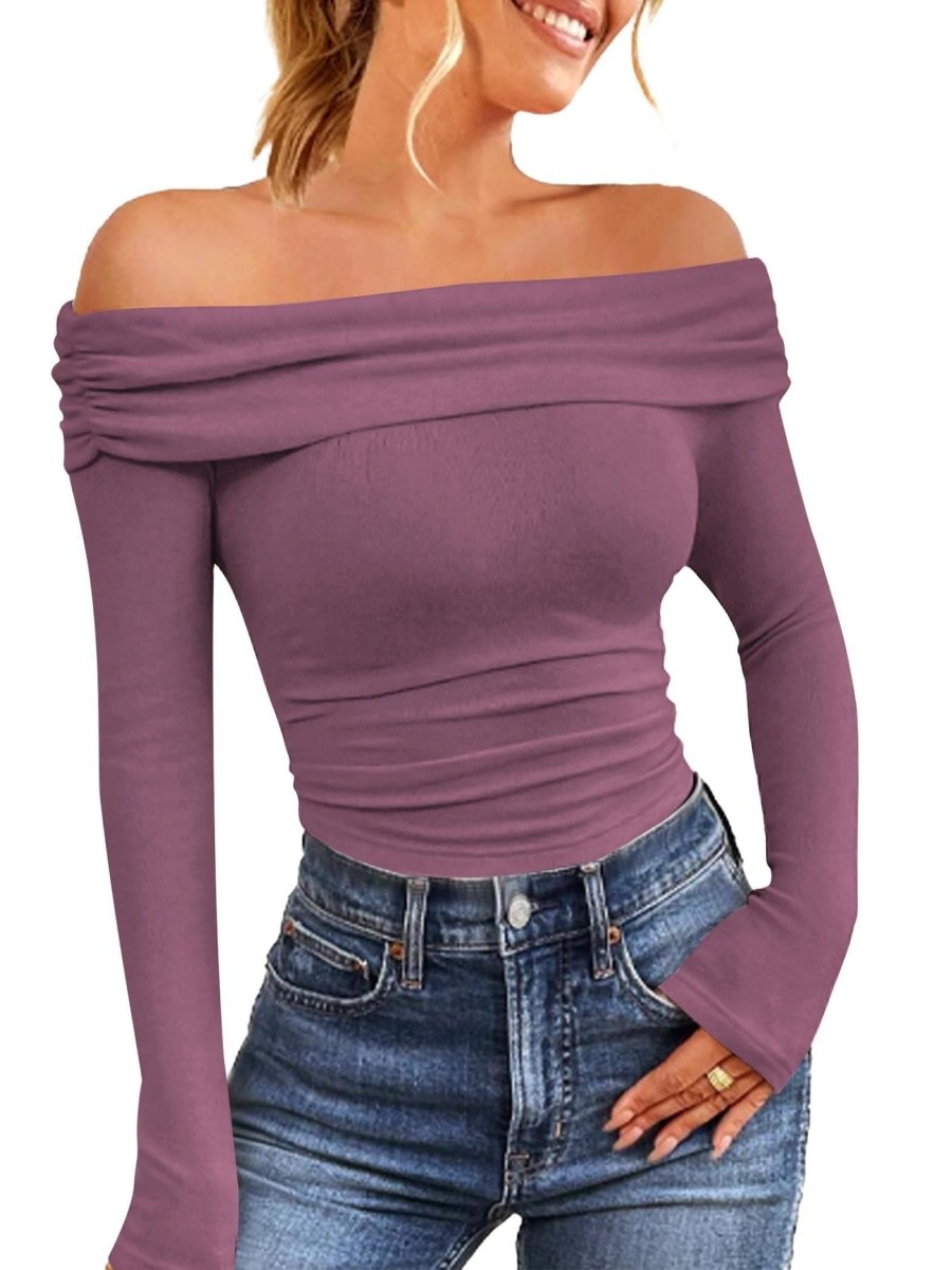 Lianne - Off - Shoulder Lange Mouw Blouse - odelly.nl