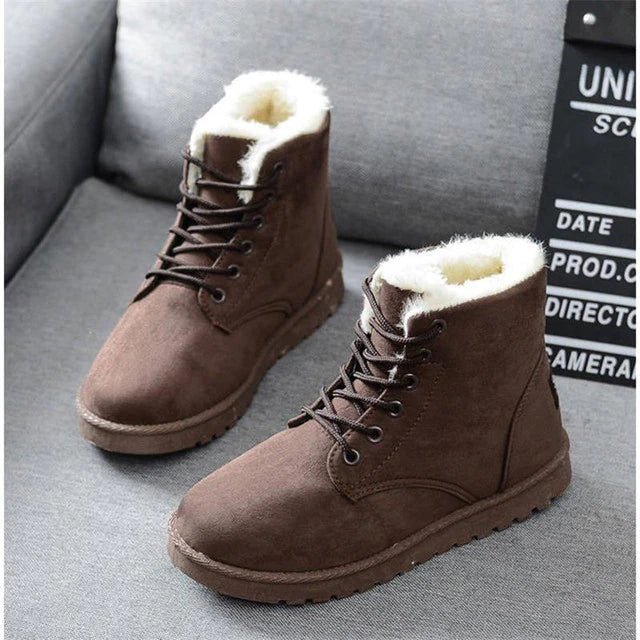Lisa Winterboots | Warme laarzen met faux bont en vetersluiting voor dames - odelly.nl
