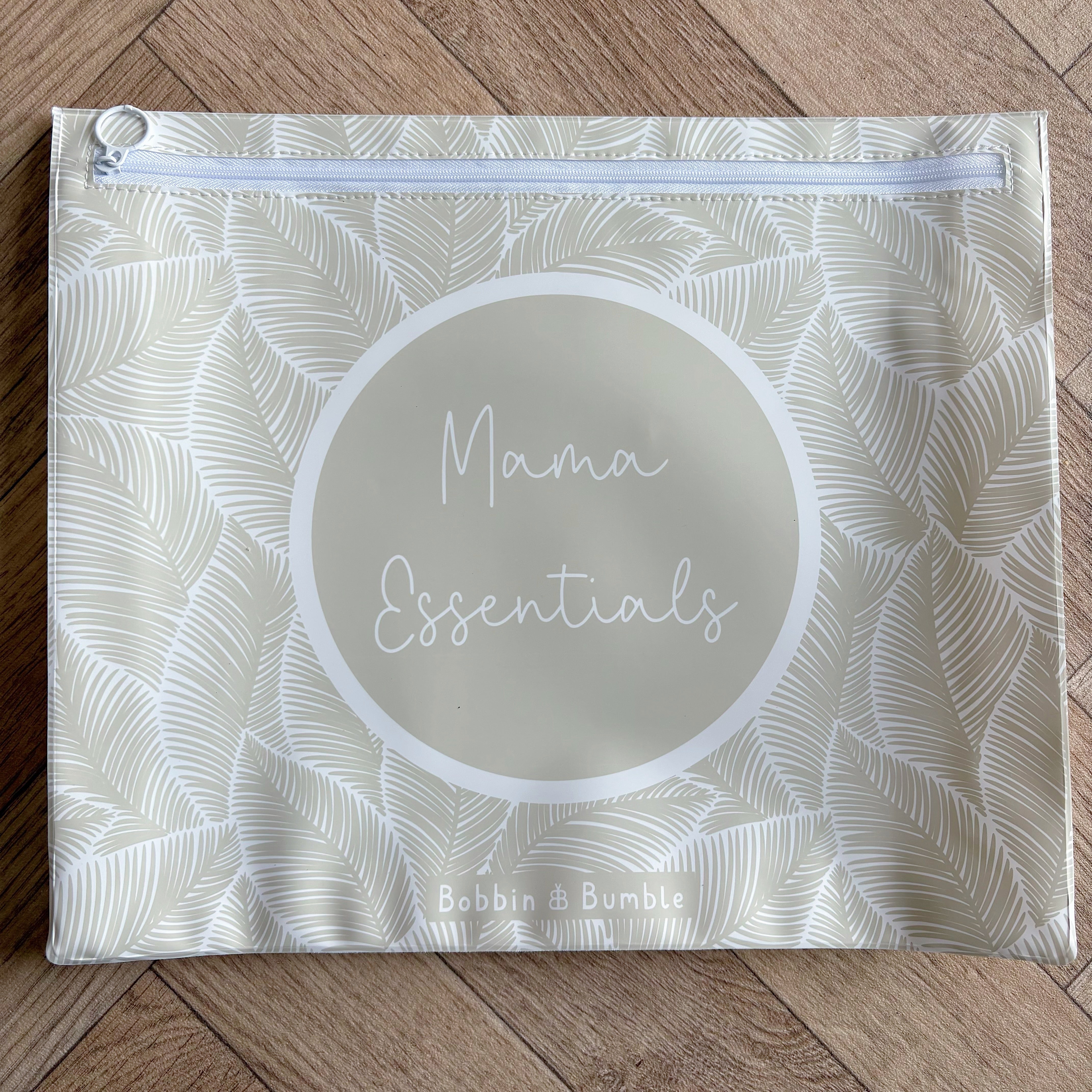 Hospital Bag Organiser Pouches - Unisex Beige Leaf Print