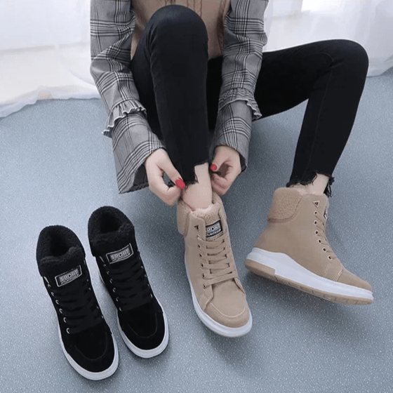 Natalia Snowboots | Trendy fleece gevoerde high - top sneaker laarzen voor dames - odelly.nl