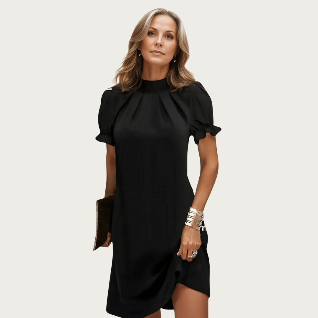 Nikki Dress | Elegante zwarte avondjurk met plofmouwen - odelly.nl