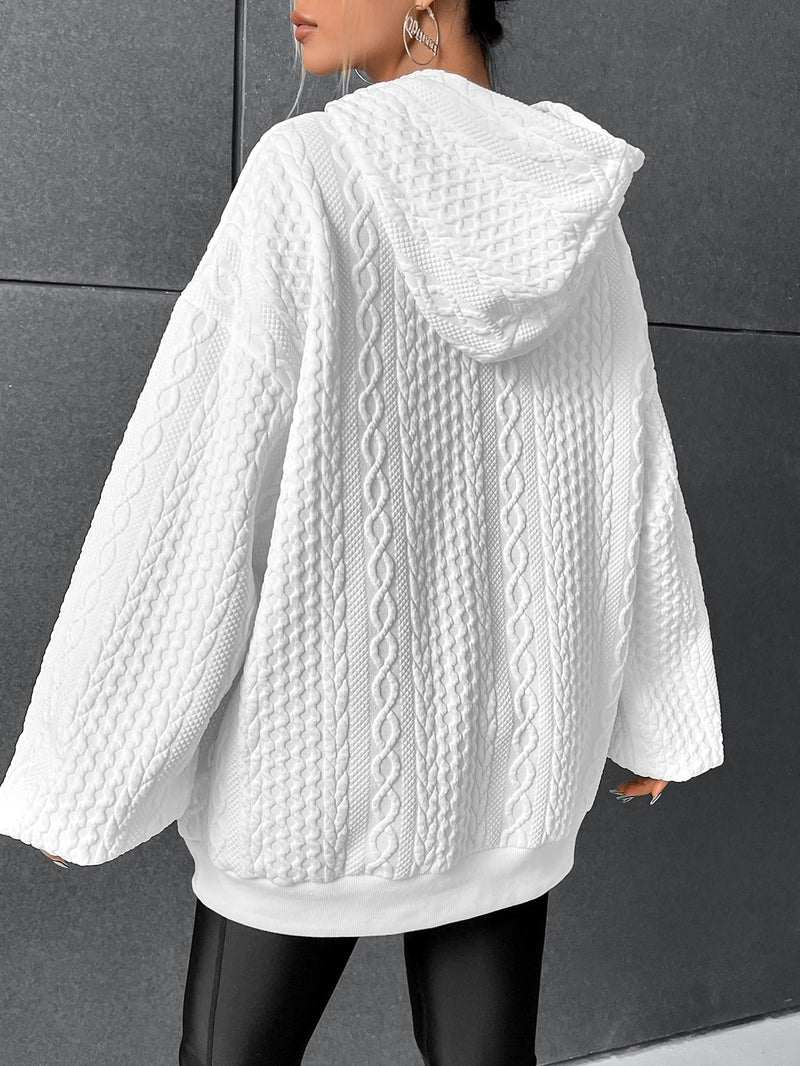 Nikki Hoodie | Warme elegante oversized hoodie met kabeldesign en capuchon - odelly.nl