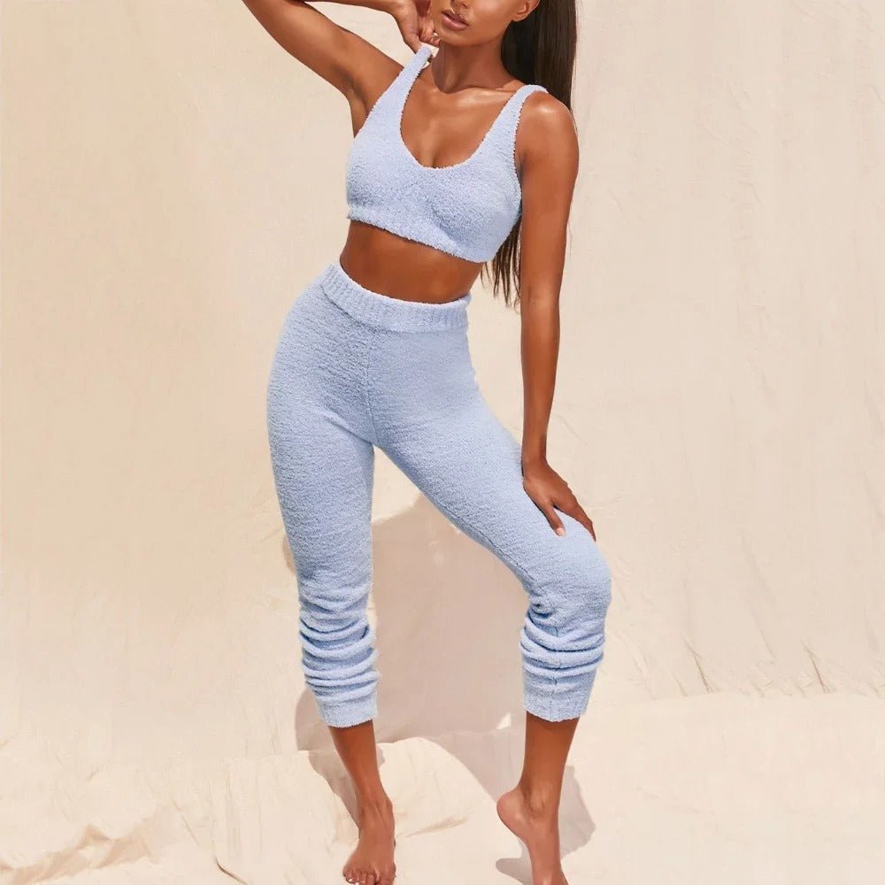 Nikki Joggingpak | Trendy badstof fleece 2 - delig damespak met top en broek voor dames - odelly.nl