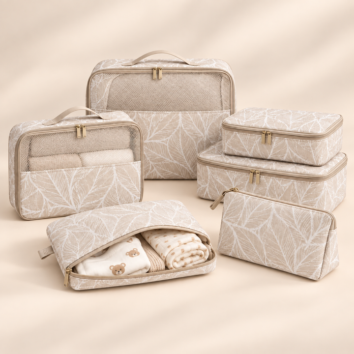 Hospital Bag Organiser – Beige Leaf