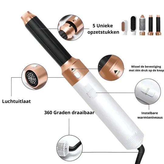 OmniStlyle™ 5 in 1 Hairstyler - Creëer een stralende look met de ultieme haarstyler! - odelly.nl