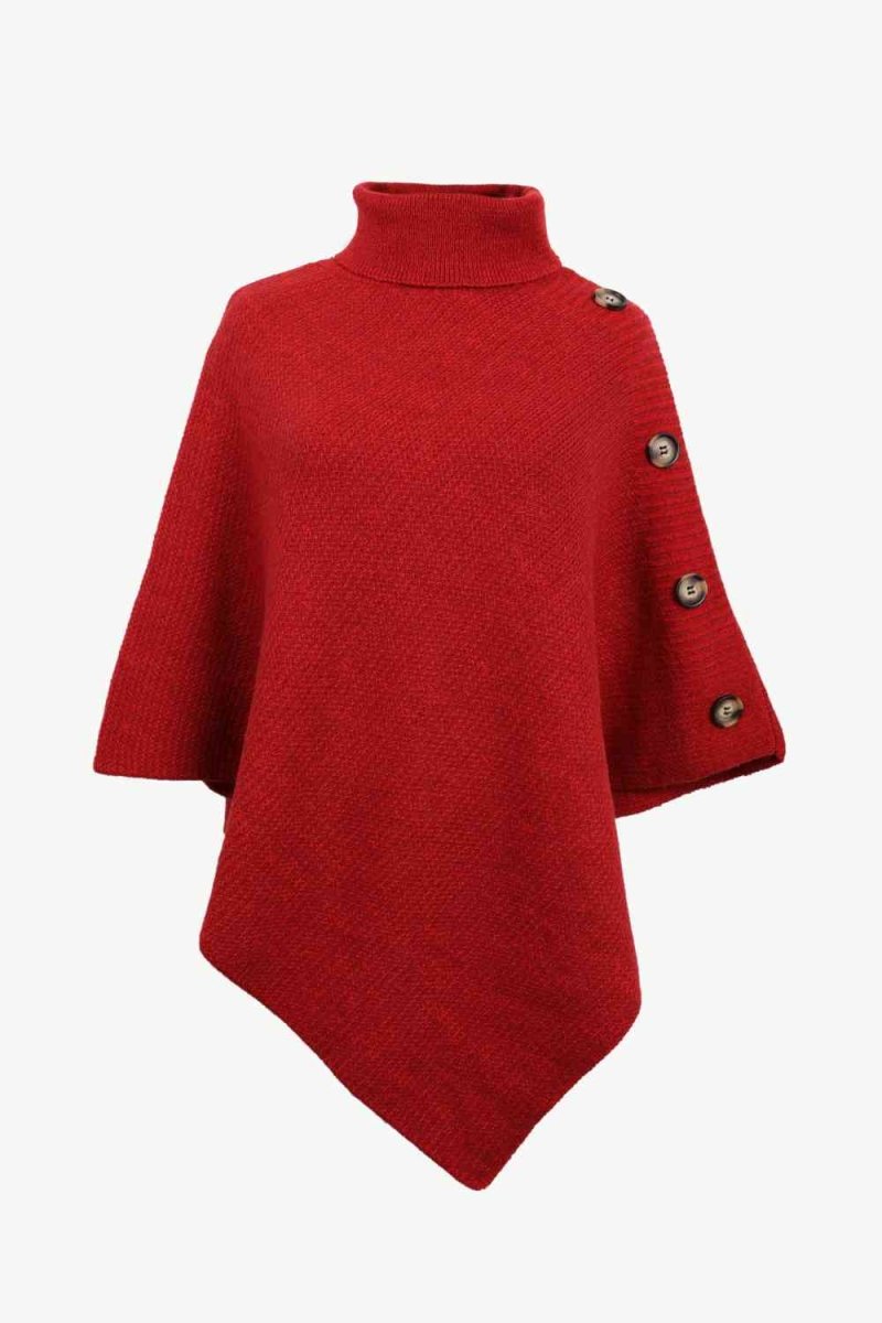 Siena - Poncho met Col en Knoopdetails voor een Modieuze Look - odelly.nl