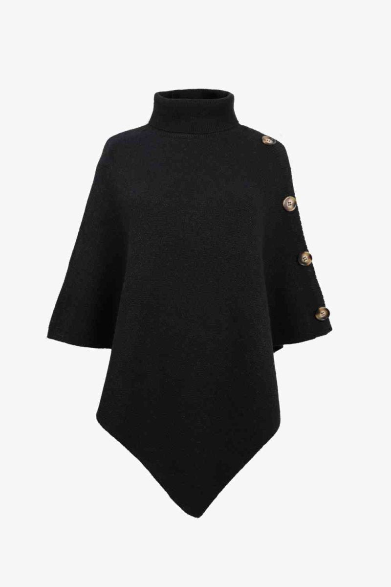 Siena - Poncho met Col en Knoopdetails voor een Modieuze Look - odelly.nl