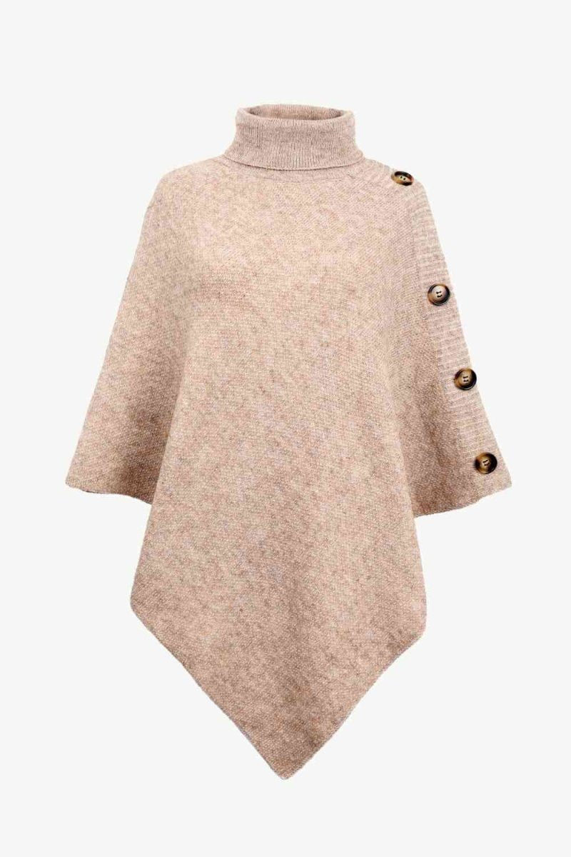 Siena - Poncho met Col en Knoopdetails voor een Modieuze Look - odelly.nl