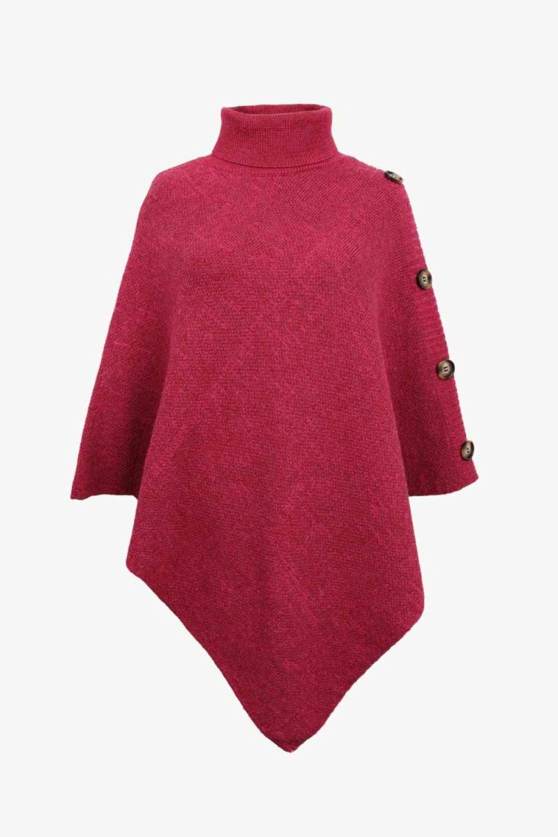 Siena - Poncho met Col en Knoopdetails voor een Modieuze Look - odelly.nl
