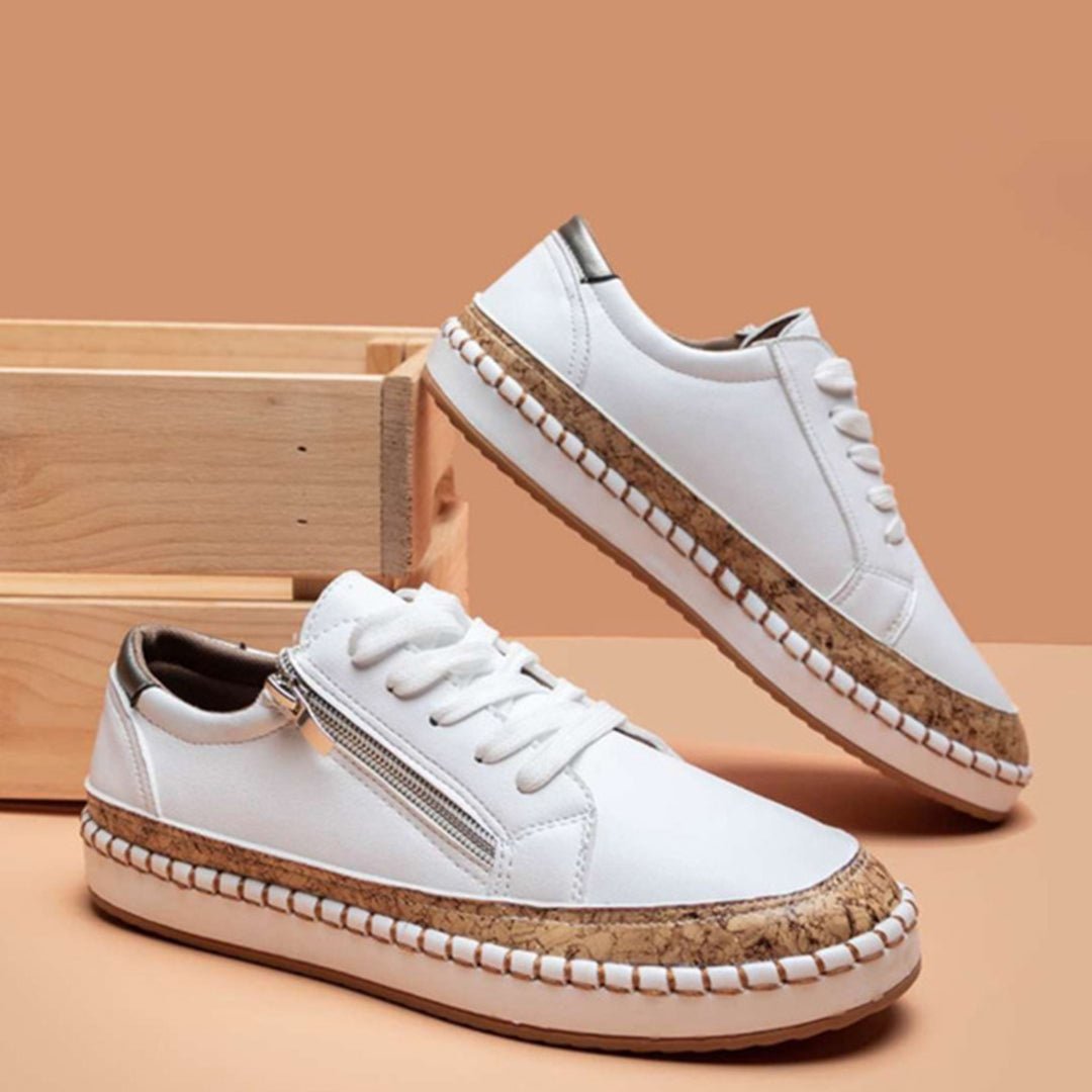 Sophie Sneakers | Stijlvolle bloemenprint veterschoenen voor dames - odelly.nl