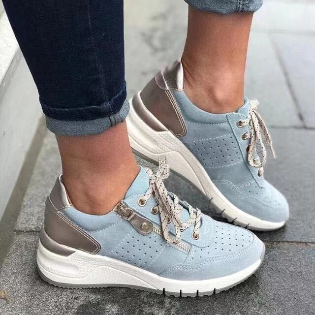 Sophie Sneakers | Stijlvolle colorblock platform sneakers met rits en dempende zool - odelly.nl