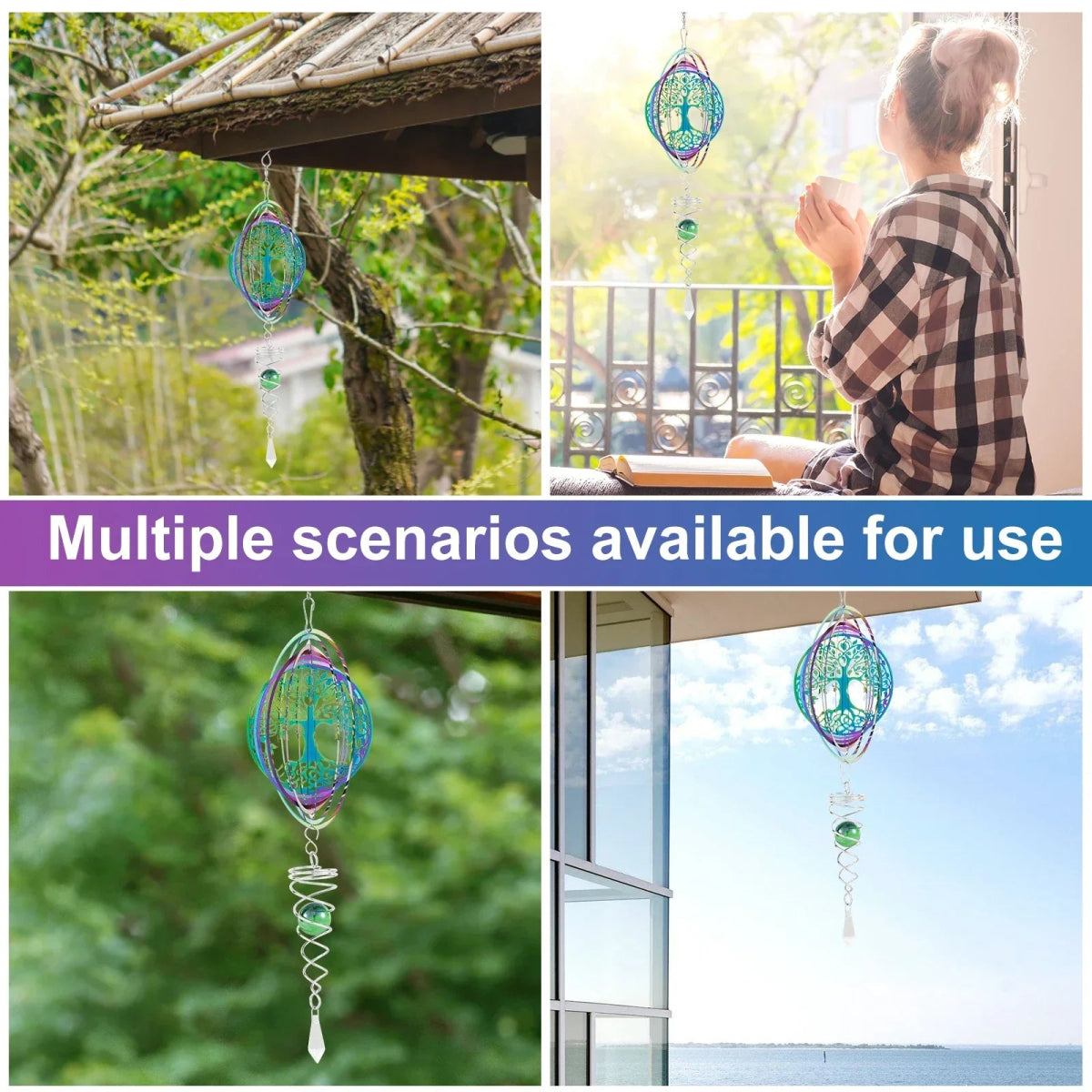 Stainless Steel Spiral Tail Outdoor 3D Wind Spinners - odelly.nl