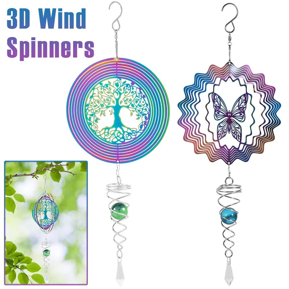 Stainless Steel Spiral Tail Outdoor 3D Wind Spinners - odelly.nl