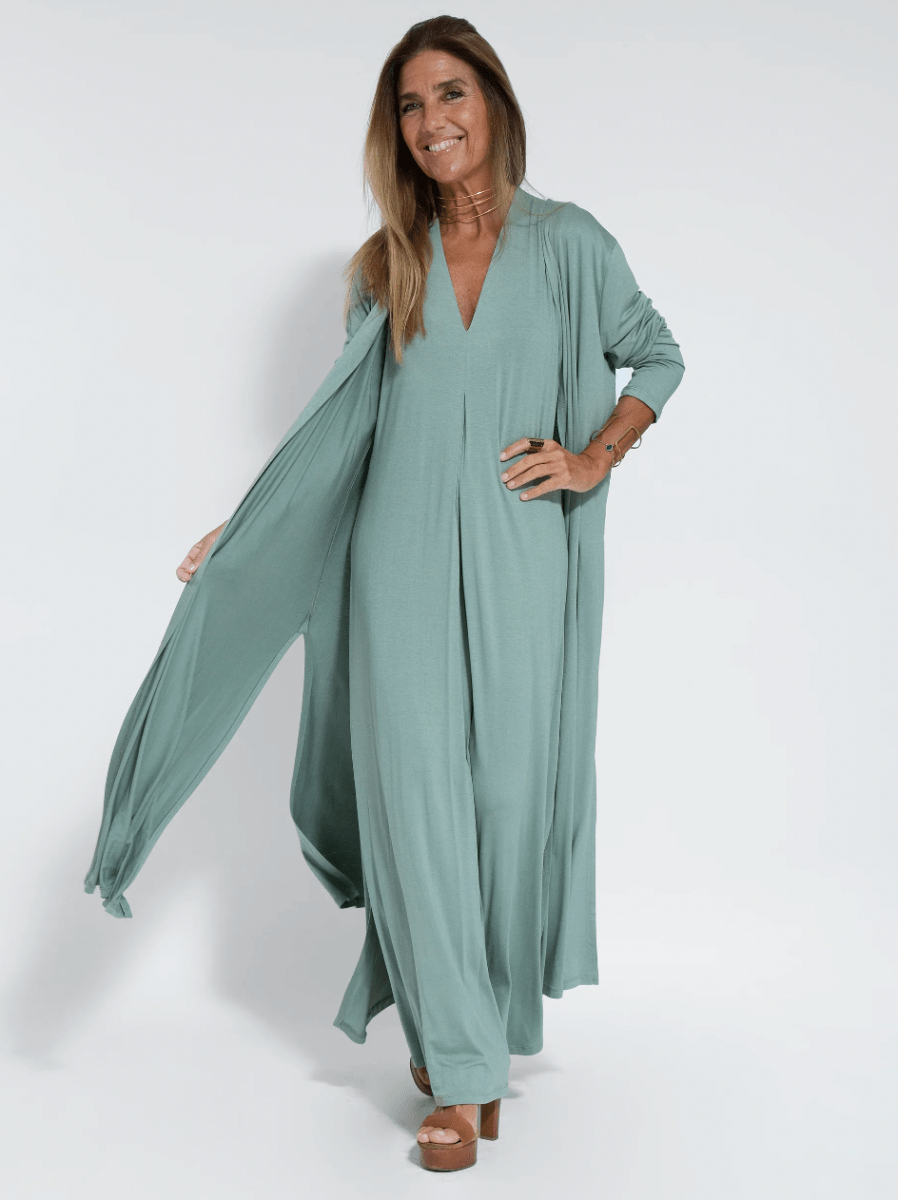 Sylvia™ - Lange Afslankende Jurk met gratis Vest | tweedelig set - odelly.nl
