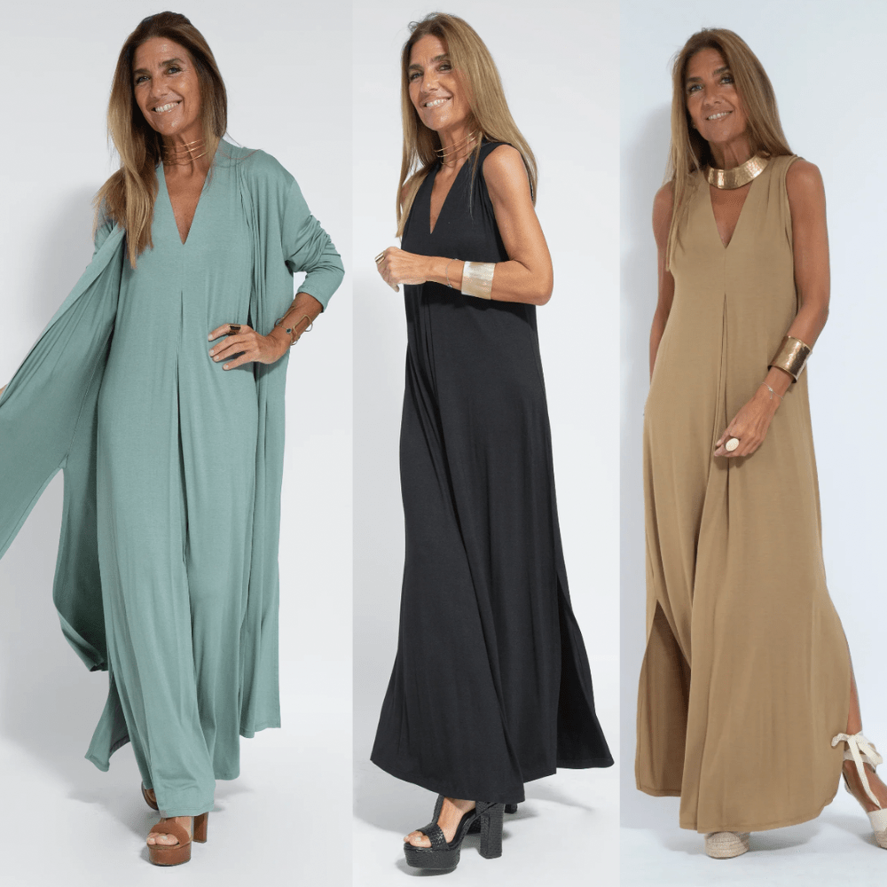Sylvia™ - Lange Afslankende Jurk met gratis Vest | tweedelig set - odelly.nl