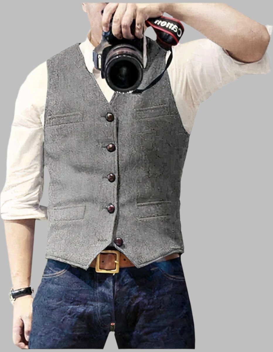 Tom Vest | Stijlvol denim vest met knoopsluiting voor mannen - odelly.nl