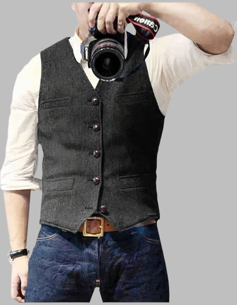 Tom Vest | Stijlvol denim vest met knoopsluiting voor mannen - odelly.nl